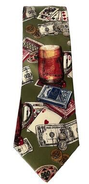 Mark Alexander Men’s Tie Italian Silk 3.75” Neck Tie Gambling Vegas Biloxi Vtg